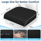 Seat Cushion, Memory Foam Office Chair Cushions for Long Sitting Hours, Chair Pad for Sciatica, Coccyx, Tailbone, Hip Pain & Pressure Relief, Office, Home, Car Seats, Airplane, Black/Large