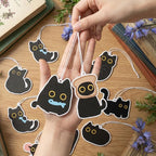 Funny Black Cat Car Air Fresheners - 16Pcs Cute Cartoon Meme Freshener Hanging Ornaments for Women, Kitten Hanging Interior Scent Accessories for Birthday Party Gift Car Mirror Wardrobe Home