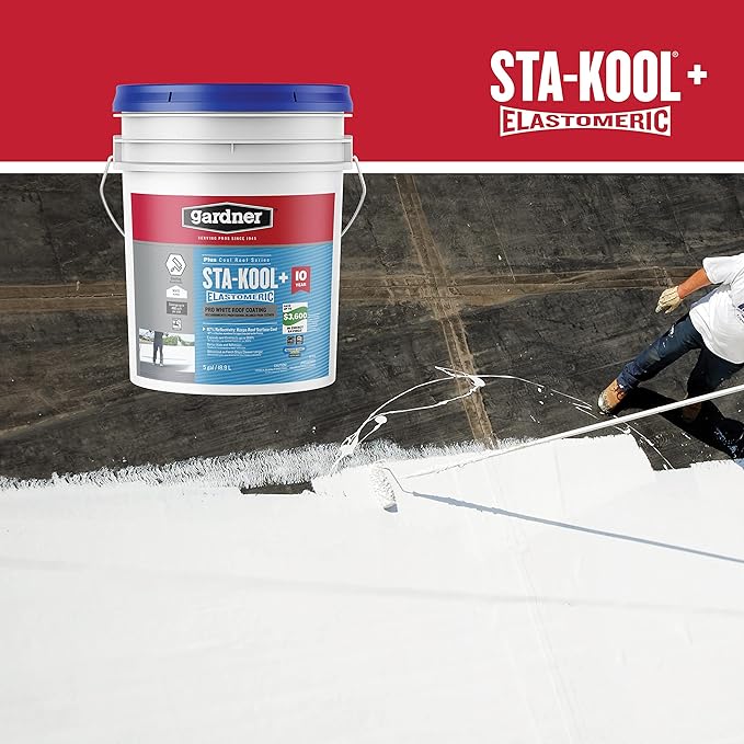 Gardner Sta-kool Elastomeric Roof Coating, White, RV Roof Coating 5 Gallon