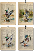 Vintage Mallard Duck Car Air Freshener 4 Pcs, Gifts for Duck Lovers, Rustic Wildlife Waterfowl Hanging Air Freshener for Cars Closet Drawer Books, Retro Car Accessories for Women,XP040-GLCY
