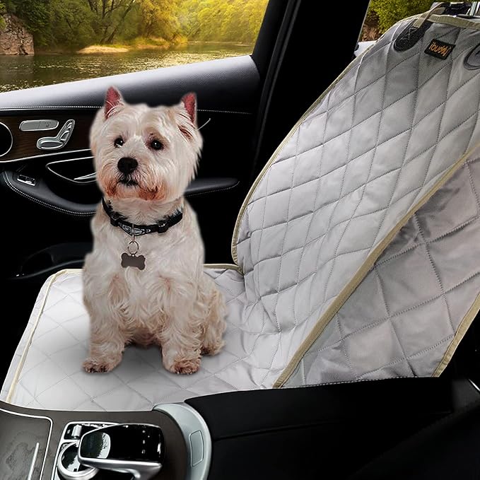 iBuddy Dog Seat Cover for Front Seat Waterproof Front Seat Cover Protects Seats from Hair, Dirt, and Liquid Messes Scratch Proof Nonslip Bucket Seat Cover for Pet of Cars,Trucks and SUVs