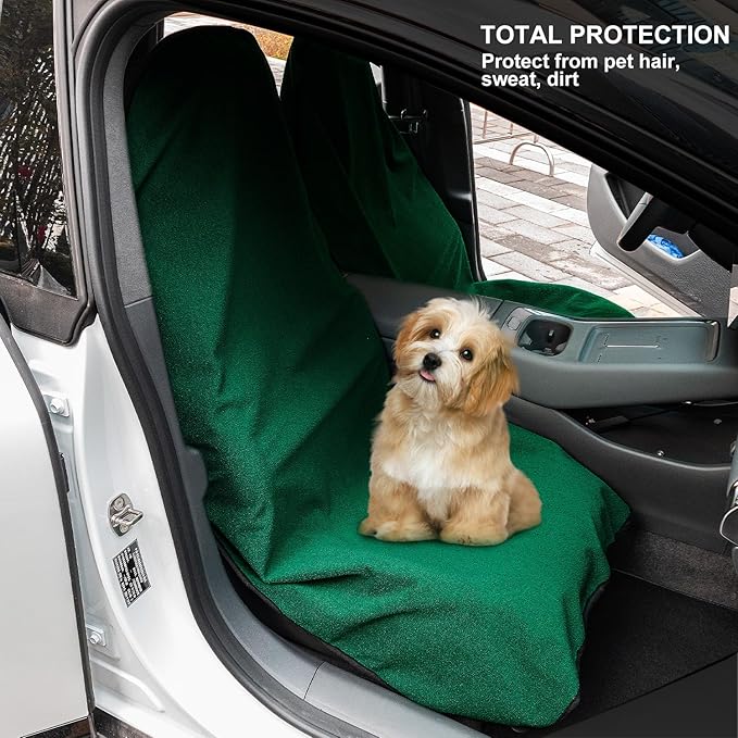 Waterproof Sweating Car Seat Cover for Post Gym Workout, Running, Swimming, Beach and Hiking, Universal Fit Non-Slip Bucket Seat Protector for Cars SUV Trucks, Machine Washable (Green)