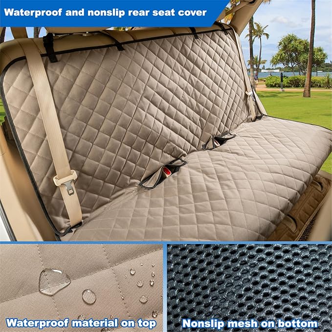 Bench Car Seat Cover Protector - Waterproof, Heavy-Duty and Nonslip Pet Car Seat Cover for Dogs with X-Large Size Fits for Large SUVs & Trucks