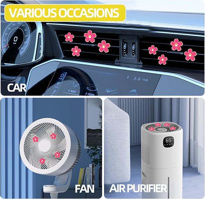 NBTEPEM 6 PCS Daisy Flower Air Vent Clip Car Decoration Accessories Air Conditioning Outlet Clip Car Air Freshener Clip Charm Car Interior Decor(3 cm, 3.3 cm, Red)