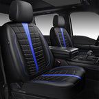 CAR PASS 3D Air Mesh Black Blue Seat Covers for Car,Leather Car Seat Cover Front Seats,Breathable Foam Premium Leather Mesh Front Seat Covers Universal Fit for Cars Sedans Trucks Vans SUVs,Black Blue