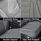 Coverado Front Seat Covers, Car Seat Cover, Gray Seat Covers for Cars, Car Seat Protector, 2PCS Waterproof Faux Leather Car Seat Cushion, Luxury Seat Cushions, Auto Seat Covers Fit for Most Vehicles