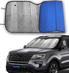 Big Hippo Car Windshield Sun Shade UV Rays Sun Visor Shade,Auto Front Car Window Shades Protector Folded Sun Shield Shade,Keeps Vehicle Cool - Blue (Size: 55.16"X 27.5")