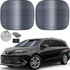 Autoamerics 2-Piece Windshield Sun Shade - Metallic Gray Foldable Car Front Window Sunshade for Most Cars SUV Truck Heat Blocker Visor Protector Blocks Max UV Rays and Keeps Your Vehicle Cool - Large