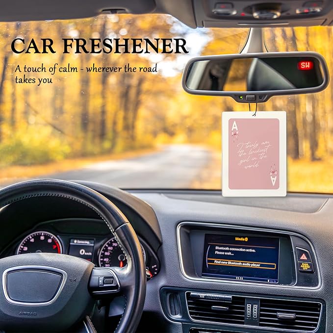 Coquette Pink Bow Air Freshener for Car, Preppy Pink Cherry Ace Card Air Freshener Hanging 3 Pcs for Cars Closet Drawer Books Bathroom,Gift for Woman
