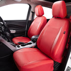Flying Banner car seat Covers Protects Water Proof Faux Leather Carbon Fiber Fronts Rear Bench Covers (Red Red, Full Set - 8PCS)