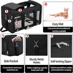Soft Sided Cat/Dog Carrier，Collapsible Mesh Pets Travel Carriers for Pet/Puppy with Shoulder Strap & Removable Mat，Top Load Small Dogs/Cats Carry Bag Up to 25 Lbs（Black - L）