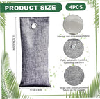 Activated Charcoal Odor Absorber Natural Bamboo Charcoal Air Purifying Bags Air Freshener for Home Closet Car Office, 70g Activated Bags, Bamboo, Odor Absorber