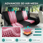 FH Group Full Set Car Seat Covers Classic Cloth Universal Fit Burgundy Seat Covers,Washable High Back Combo Small Car Seat Cover Design Front Seat Covers Automotive Seat Cover for SUV, Sedan, Vans