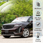 Windshield Sun Shade Custom Fit for 2020-2024 2025 Cadillac XT6 Accessories Foldable Sunshade Sun Blocker Protect Car from Sun Rays & Heat Damage Keep Car Cooler
