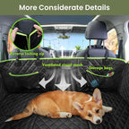 Dog Car Seat Cover for Back Seat, Waterproof Leather Fabric Back Seat Extender for dogs 52.4 * 24.4in, Foldable in The Car, Hard PVC Panels Bottom Support to 330 lbs, for Cars/Mid-Size SUV/Small Truck