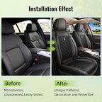 AOMSAZTO Front Seat Covers Fit for Nissan Kicks 2018-2025 2026 Waterproof Faux Leather Car Seat Cover Compatible with Airbag(2PCS Front, Black&Grey)