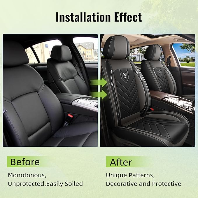 AOMSAZTO Car Seat Cover for Chevrolet Chevy Blazer 2019-2025 2026 Front Set, Leather Car Seat Protector Waterproof, Non Slip Car Seat Cushion, Interior Seat Covers Automotive Accessories - Black&Grey
