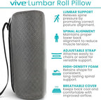 Vive Lumbar Roll Pillow for Lower Back Pain - Low Back Support Cushion for Office Chair, Car, Driving, Desk Computer - Ergonomic Portable Cervical Bolster for Thoracic Low Rest Posture Corrector(Soft)