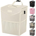 Car Trash Can with Lid, Cute Leakproof Car Trash Garbage Bag Hanging Vehicle Trash Bin Small Portable Automotive Garbage Cans Organizer for Back/Front Seat(Trapezoid,Ivory
