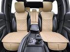 Elantrip Car Seat Cover Full Set Leather Car Seat Protector Universal fit for Most Cars SUVs and Trucks Water Proof Front and Rear Seat Protector Beige