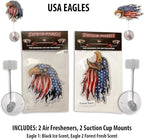 2PCS Car Air Fresheners | The Air Freshener That Swings Back And Forth | Patriotic American Bald Eagle Flag: Scents Include: Forest Fresh, Black Ice (American Eagle Flag)