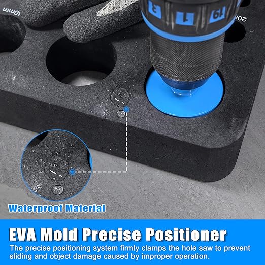 Diamond Hole Saw Tile Drill Bits Kit, 11 PCS Serrated Brazing Core Drill Bit Set with EVA Hole Saw Guide Jig, Hole Saw Sets for Ceramic, Glass, Tile, Marble, Granite, Gypsum