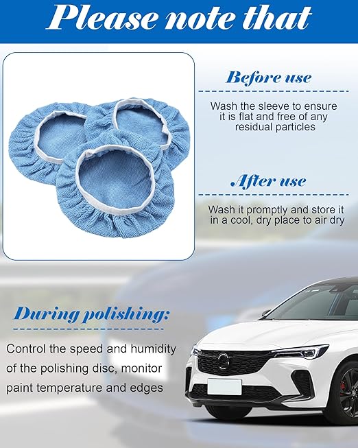 Tallew 40 Pcs 9 to 10 Inches Buffer Pads Bulk Car Polisher Bonnets Orbital Buffer Bonnets Microfiber Polishing Pad Car Wax Cover for Cleaning and Polishing (Light Blue)