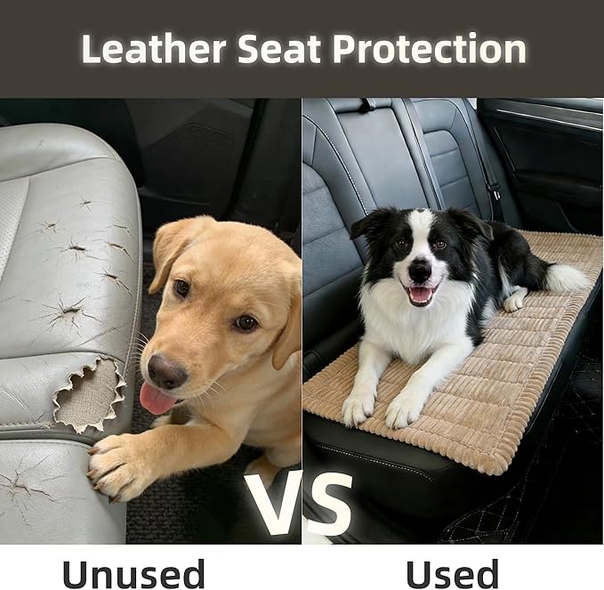 Dog Car Seat Cover, Pet Couch Covers for Car and Sofa, Non-Slip Backseat Pet Bed Mat, Machine Washable, Soft Plush Travel Seat Protector with Portable Storage Bag (Brown,23.6''×82'')