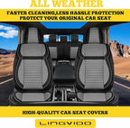 LINGVIDO Full Set Car Seat Covers, Faux Nappa Leather, Airbag Compatible and Waterproof Protectors for Sedans SUVs, Breathable Interior for Active Families, Pets, and Commuters (5 Seats, Black/Gray)
