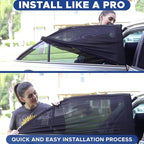 EcoNour Window Shades for Side Windows (Pack of 2) | Sun Shade for Car Heat and UV Protection | Adjustable Elastic Fabric Baby Car Shade | Rear Side Window Sun Shade Accessories (Large 40"x25")