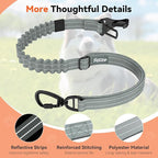 Dog Seat Belt, Dog Car Seat Belt Bungee, Car Harness for Pet with Buckle & Hook Latch, Safety Leash Vehicle, Adjustable Reflective Pet Vehicle Tether, 360° Swivel Lock Clasp, Gray