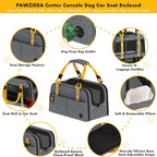 PAWZIDEA Center Console Dog Car Seat, Enclosed Small Dog Armrest Booster Carseat, Secure Straps &Anti Slip, Portable TSA Approved Puppy Pet Carrier Soft-Sided, Removable Pillow Storage Pocket, up 12lb