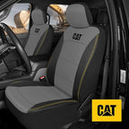 CAT PU Leather Seat Covers for Cars – (2) Front Seat Covers with (4) All-Weather Heavy-Duty Floor Mats for Trucks, Cars, & SUVs Combo Set – Car Interior Protection Liners for Car Seats and Floors