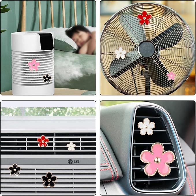 16PCS Daisy Flower Car Air Vent Clips with Fragrance Pads - Cute Girly Car Accessories, Refillable Air Fresheners, Multi-Size Decorative Vent Clips for Women