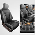 Red Rain Leather F150 Seat Covers Custom Fit for Ford F150 SuperCrew/CrewCab 2015 to 2025 XL XLT STX Pickup Truck Black and Gray Seat Cushion Cover Full Set (F150-Black+Gray)