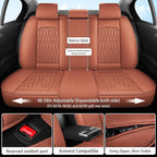WELLDO Car Seat Covers Full Set, Leather Seat Covers for Car, Waterproof Car Seat Protector with Lumbar Support, Automotive Seat Covers Universal Fit for Most Cars SUV Truck, Brown