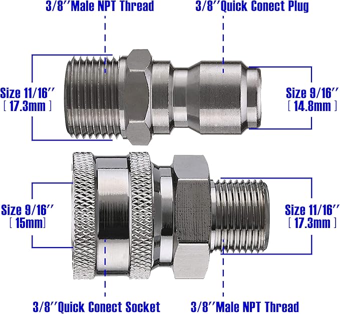 Tool Daily High Pressure Washer Ball Valve Kit, 3/8 Inch Quick Connect for Power Washer Hose, 4500 PSI