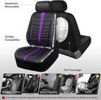 CAR PASS 3D Air Mesh Seat Covers for Car, Leather Car Seat Cover Front Seats, Breathable Foam Premium Leather Mesh Front Seat Covers Universal Fit for Cars Sedans Trucks Vans SUVs, Black Purple