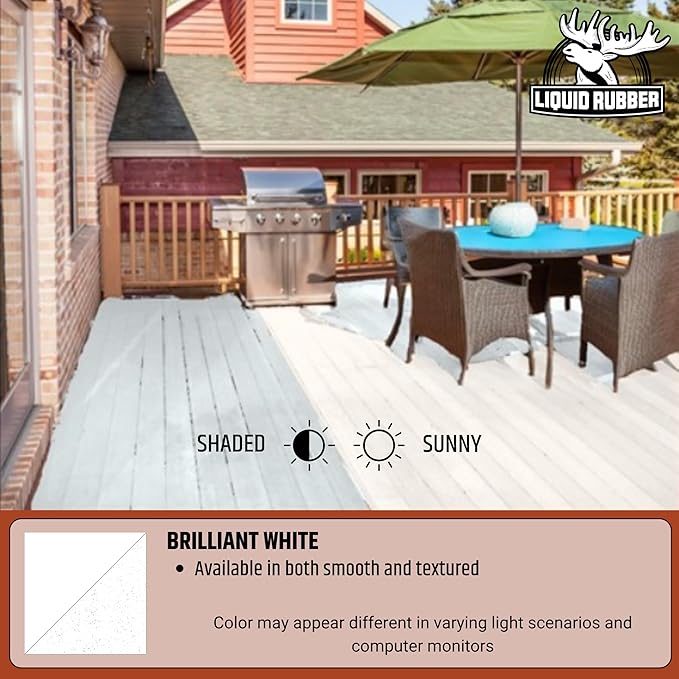 Liquid Rubber Polyurethane Deck Coating – 10X Stronger Than Traditional Deck Paint & Deck Stain – Flexible, Waterproof Sealant for Wood, Concrete & Plywood – Smooth Finish – White – 1 Gallon