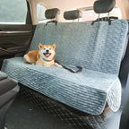 Dog Car Seat Cover for Front or Back Seat, Soft Flannel Pet Car Seat Protector with Waterproof Layer, Non-Slip Washable Dog Car Bed Mat for Travel (Bluegrey Back Seat)
