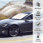 Windshield Sun Shade Custom Fit 2012-2024 2025 2026 Tesla Model S Accessories (Fit Long Range/LR Model) Foldable Sunshade Sun Blocker Visor Protector
