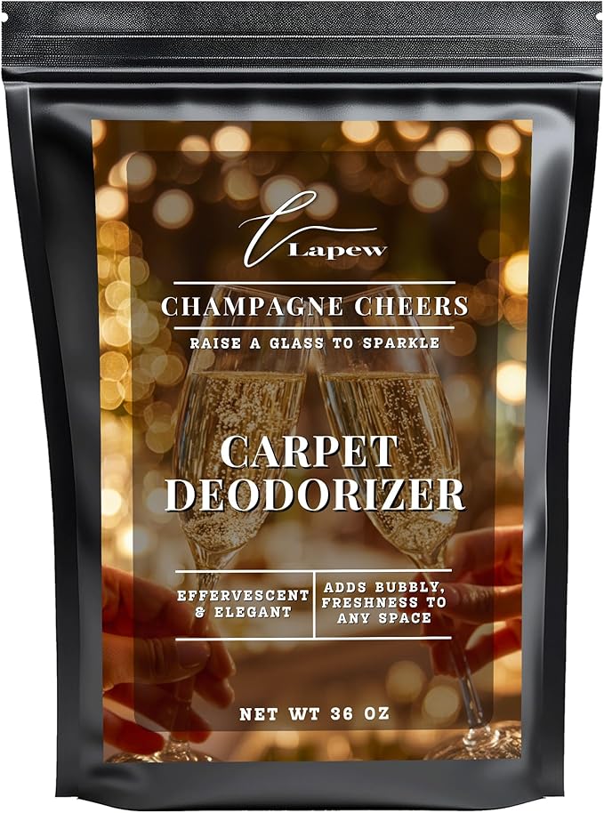 Lapew Champagne Cheers Carpet Deodorizer Powder - Pet Safe Freshener for Vacuuming | Scented Odor Eliminator for Home | 36 oz