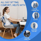 Benazcap Large Memory Foam Seat Cushion Lumbar Support Pillow for Sciatica & Tailbone Pressure Relief Coccyx Pad for Office Chair, Wheelchair, Car, Home, Office, Blue