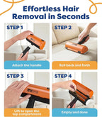 Triton Pet Hair Removal Tool w/Fur Trapping Compartment, 60% Smaller Storage Size, Reusable Shedding Roller, Cat and Dog Hair Remover for Car, Furniture, Carpet, Couch (Orange)