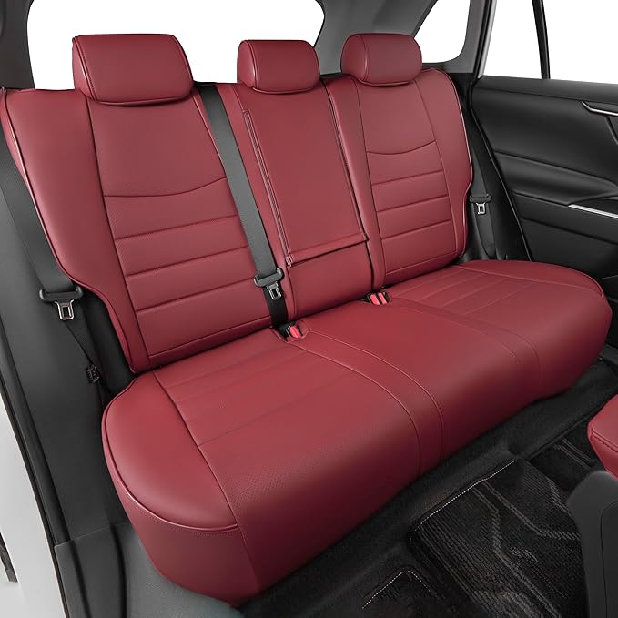 HKZ Fit RAV4 Car Seat Cover Set for 2013 2014 2015 2016 2017 2018 Toyota RAV4 LE Gasoline Version Only-Leather(Burgundy)