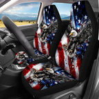 KEIAHUAN Front and Back Car Seat Covers American Flag Eagle Front Seat Cover and Split Rear Bench Seat Cover 4th of July Patriotic Automotive Interior Accessories