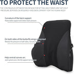 Lumbar Support and Car Neck Pillow for Office Chair and Car Seat ，Softness Memory Foam Erognomic Seat Cushion with Adjustable Strap，Comfortable Ergonomic Design (Black, Polyester)