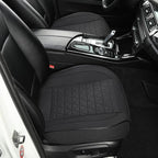 West Llama Linen Front Car Seat Cover Protector Anti-Slip Bottom Seat Cover Fits 95% of Vehicles,Wrapping Around The Bottom,Triangular Pattern(Black-2Pcs)