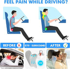 Car Neck Pillow for Driving Seat Car Headrest Pillow with Flexible Strap, 100% Memory Foam Neck Support Pillow for Car, Office Chair Black Pack of 2