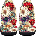BIGCARJOB Blossom Lotus Car Seat Covers Set for Front Only Boho Lotus Print Car Interior Accessories Cute Seat Protector for Cars Saddle Blanket,Fit Most Vehicle,Cars,Sedan